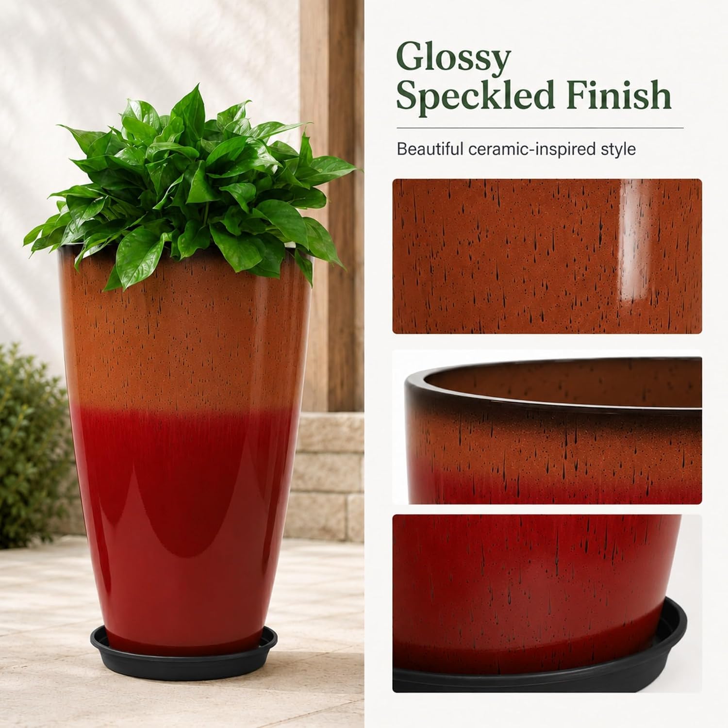 Detalle 1 de Neoaider Tall Plastic Planters, 21-Inch