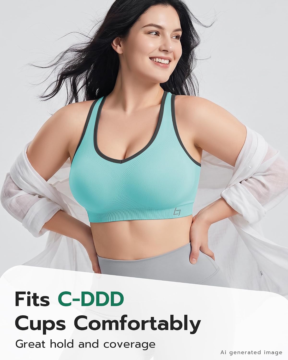 Thumbnail 3 de FITTIN Racerback Sports Bra for Women – Padded, Seamless Support for Yoga, Workout & Plus Size