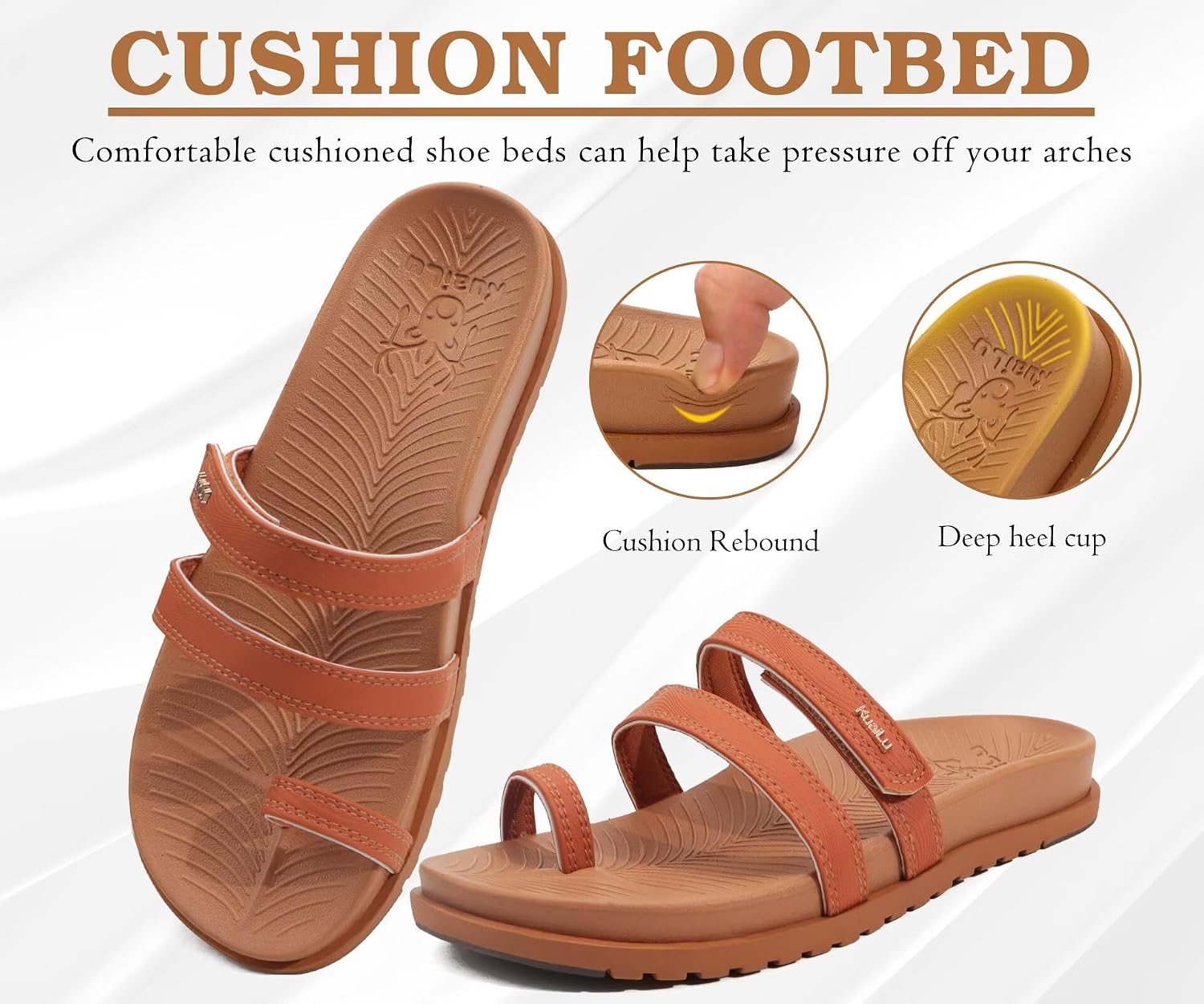 Detalle 2 de KuaiLu Women's Slides Sandals with Arch Support: Lightweight Orthotic Comfort for Everyday Wear