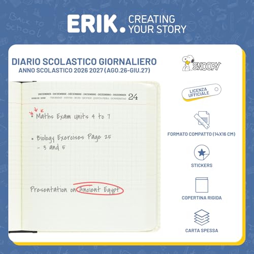 Detalle de Grupo Erik Snoopy Peanuts Diario Scuola 2026 2027 - Agenda Giornaliera