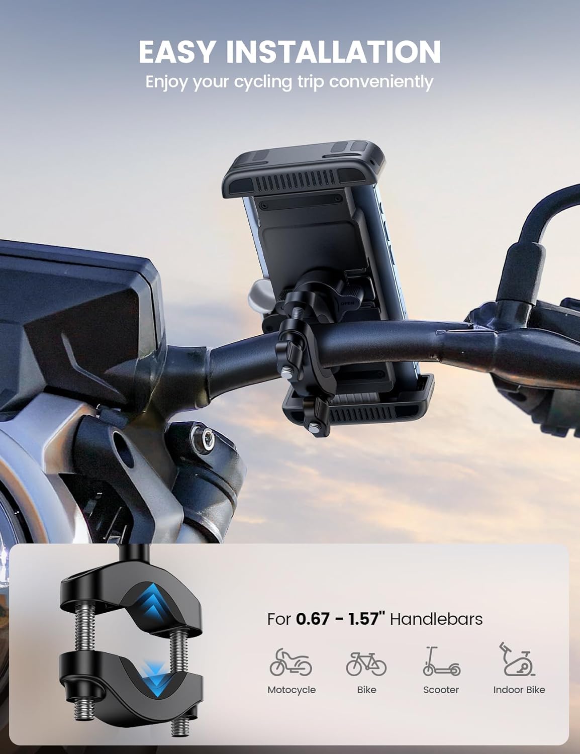 Detalle 2 de Lamicall Bike Motorcycle Phone Mount 1s Quick Lock