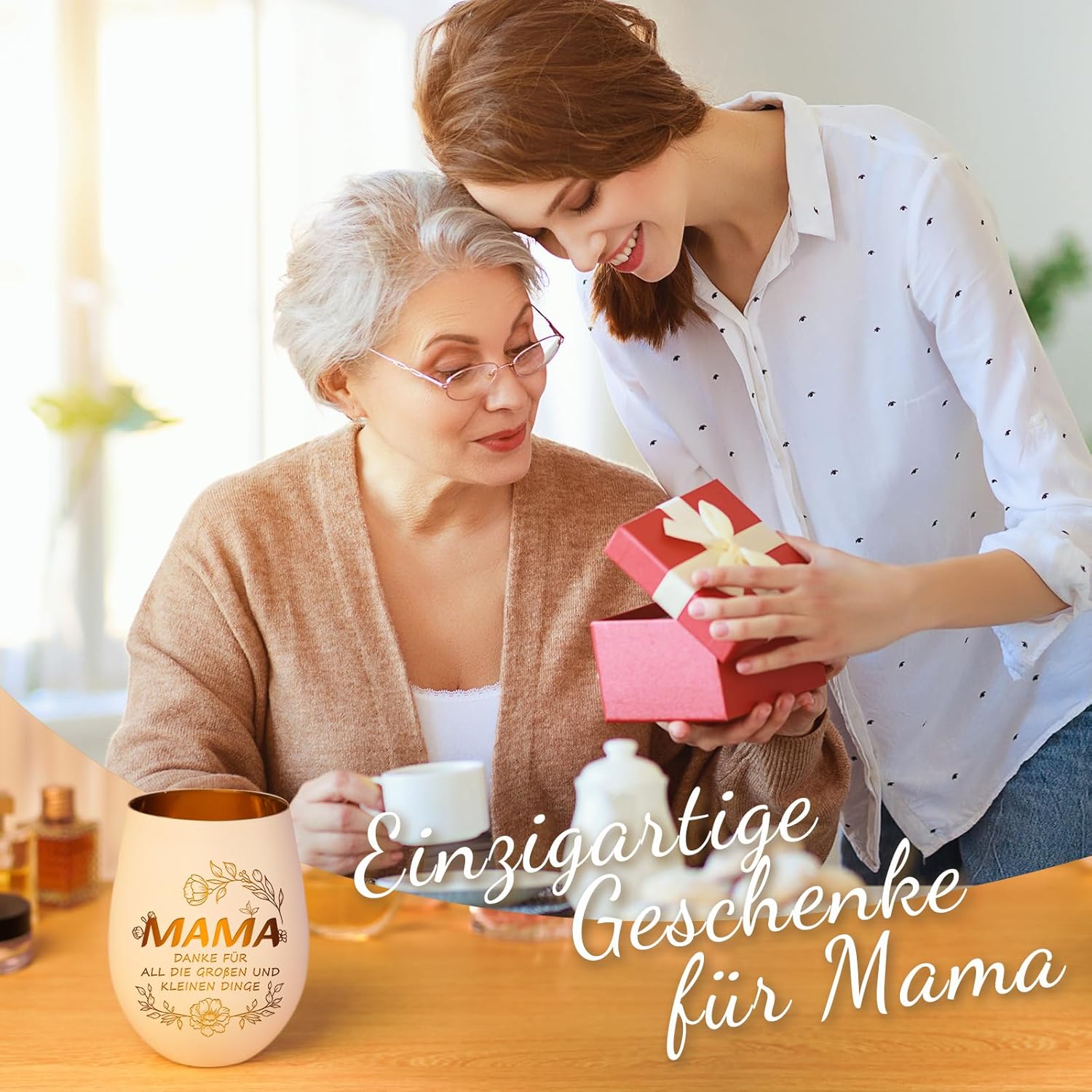 Thumbnail 1 de Muttertagsgeschenk Windlicht mit Gravur – Graviertes Glaswindlicht als Geschenkidee für Mama