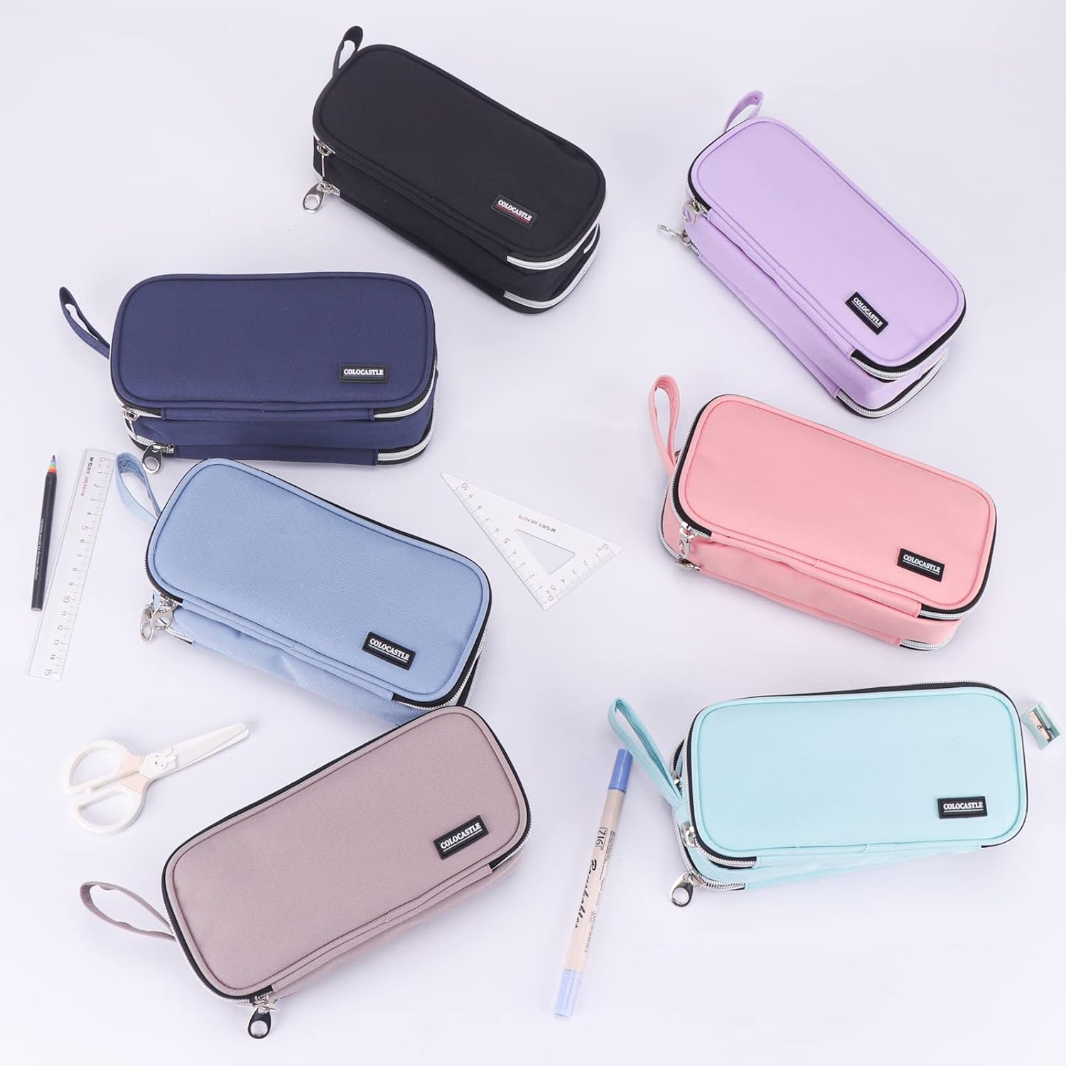 Thumbnail 6 de COLOCASTLE Trousse Scolaire à 3 compartiments — Grande capacité, Vert Menthe