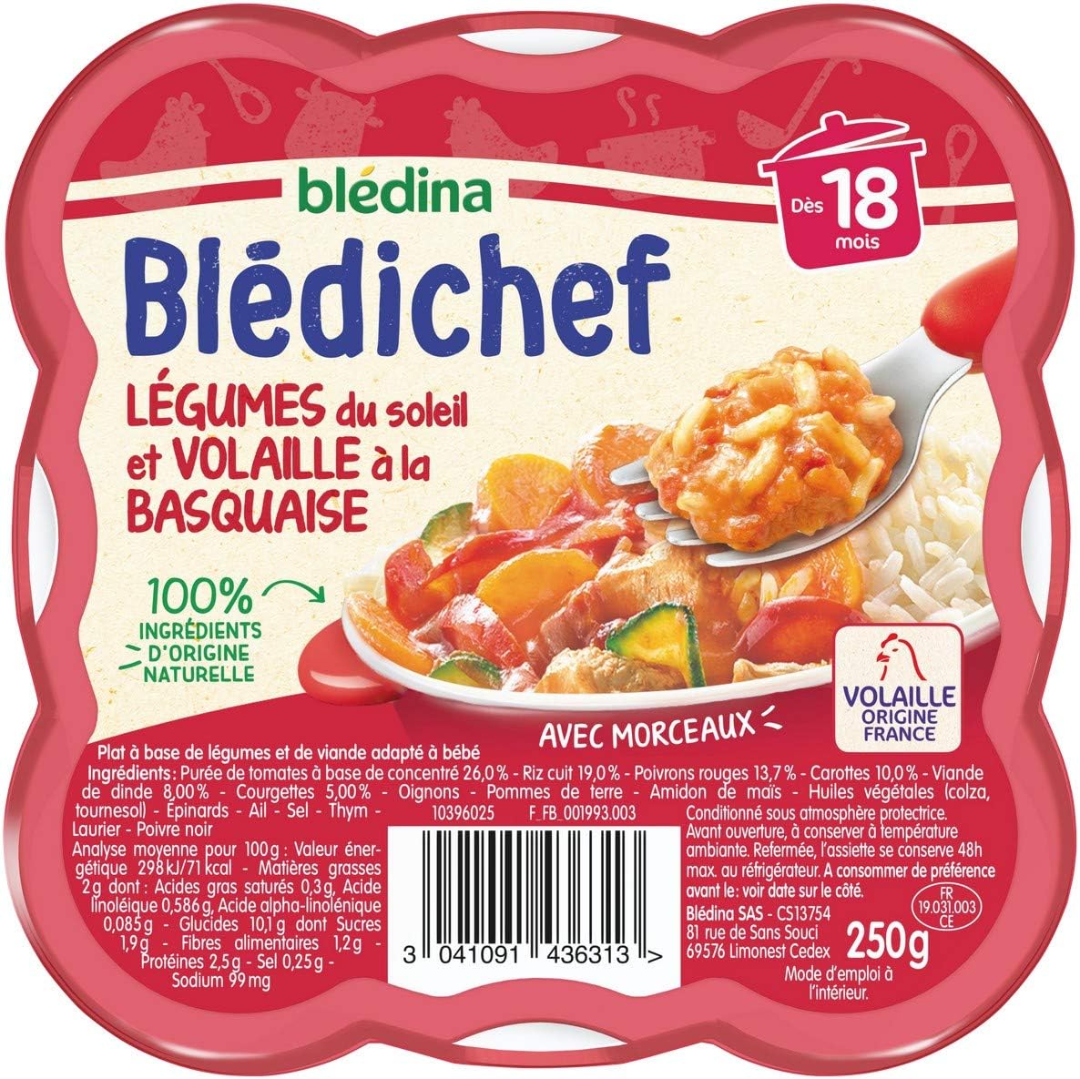 Detalle de Blédina Blédichef Repas bébé 18 mois 🥣