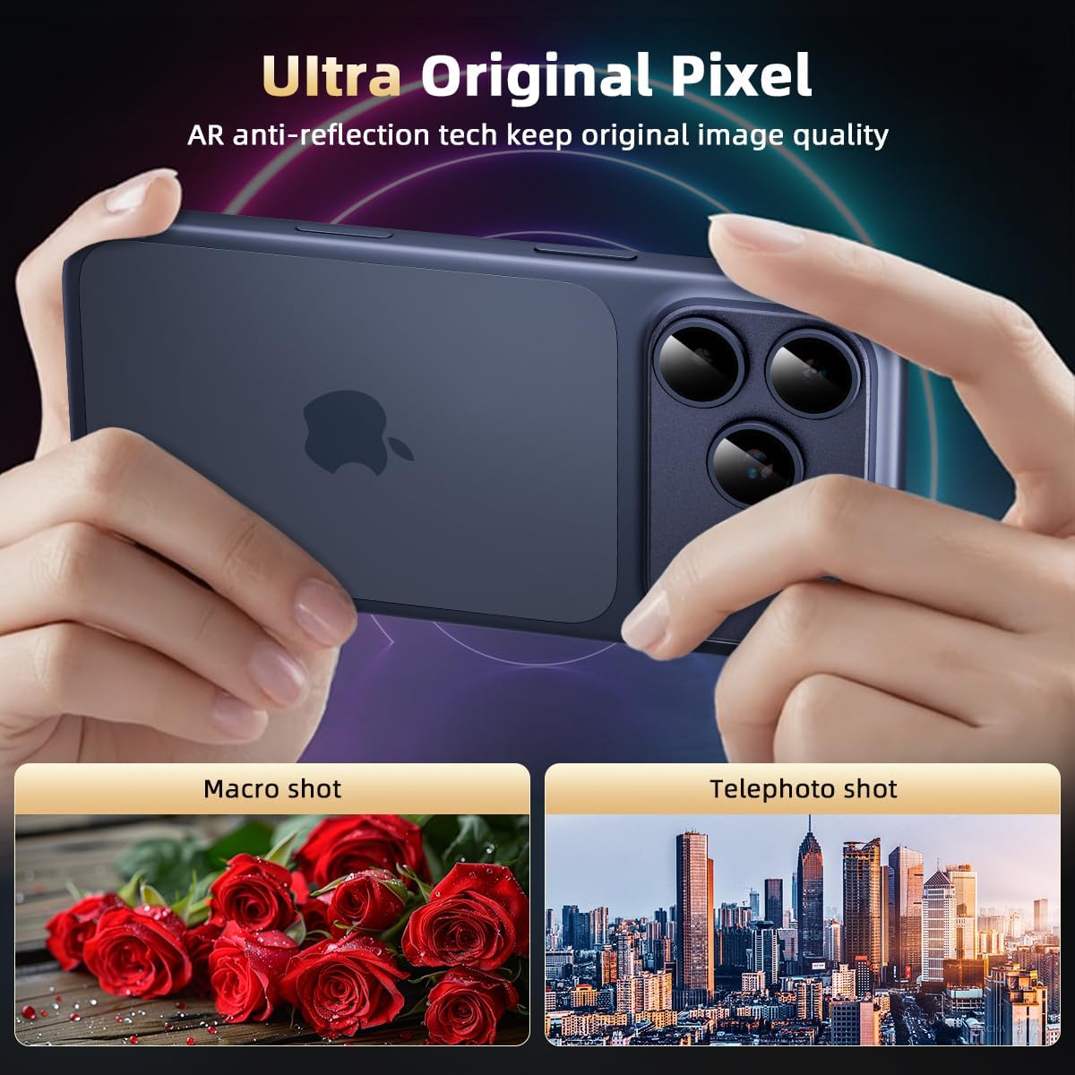 Detalle 2 de Jurqqer Camera Lens Protector for iPhone 17 Pro Max 9H