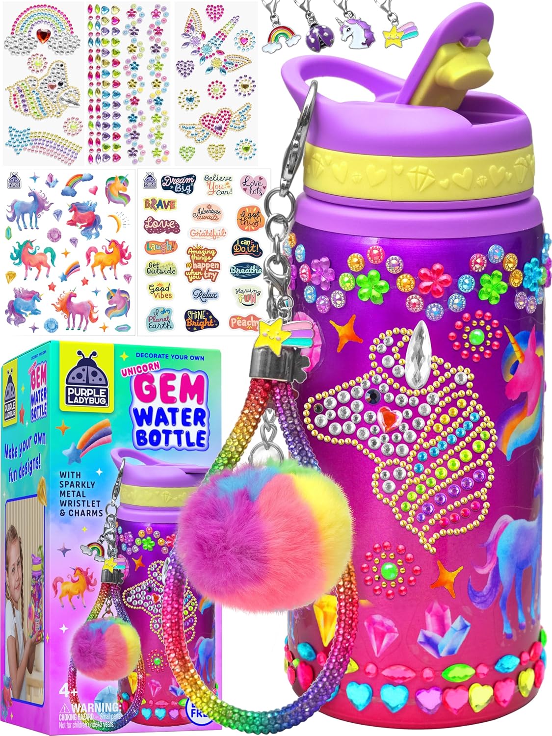 Detalle de Purple Ladybug Decorate Your Own Water Bottle
