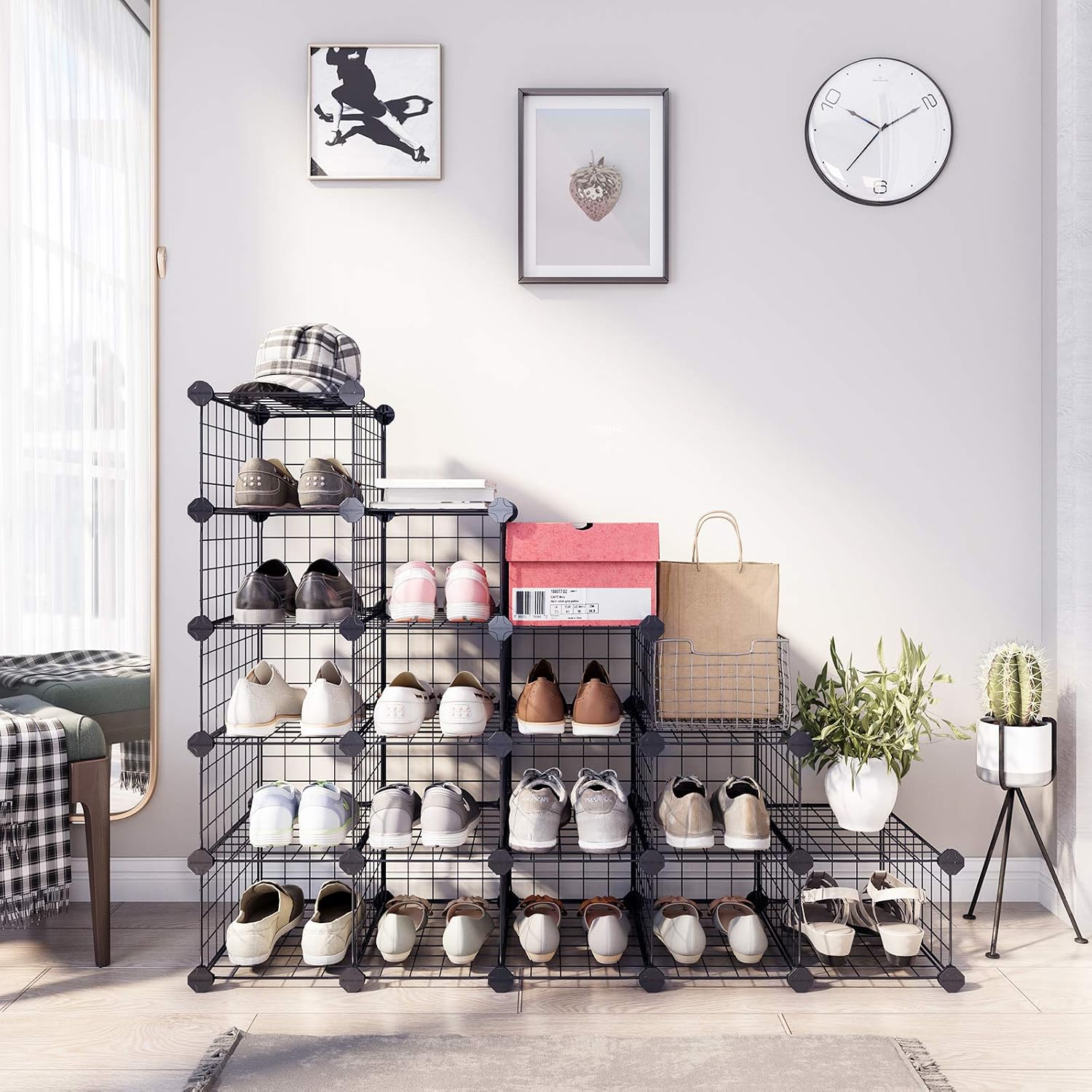 Thumbnail 1 de SONGMICS LPI44HS Modular Shoe Cabinet with Mesh Panels (up to 15–16 pairs) and Anti-Tip Kit