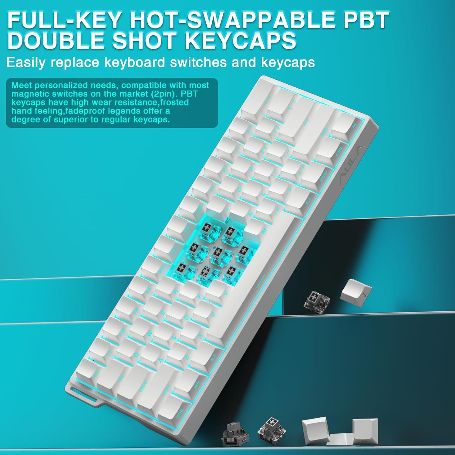 Detalle 1 de AULA WIN60 HE Gaming Tastatur 60% mit Kabel
