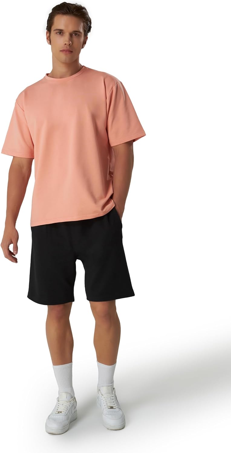 Detalle de ROSS CAMP Sporthose Herren Kurz – kurze Baumwoll-Trainingshose, Schwarz, Regular Fit