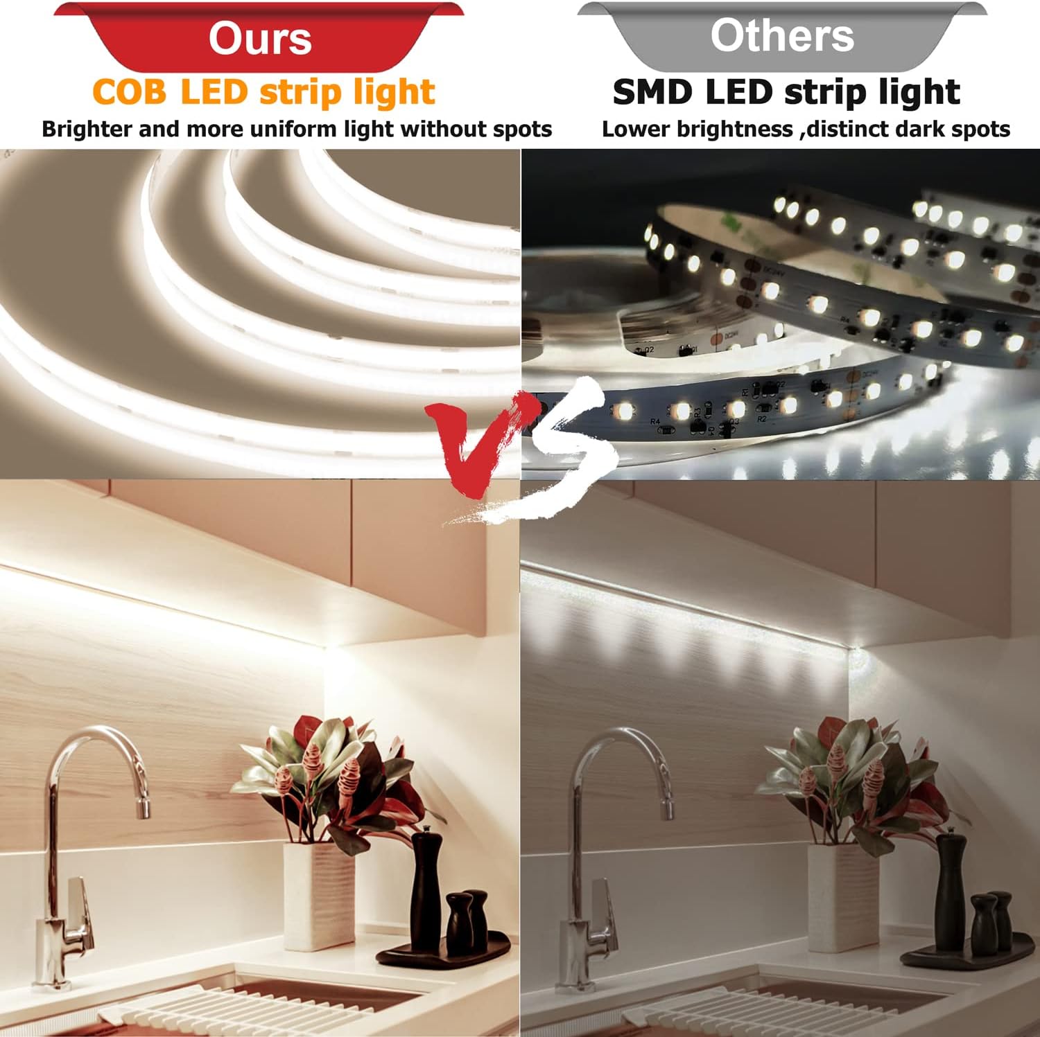 Thumbnail 1 de BERIXDEEP COB LED Streifen 10m 6000K, 384 LEDs/m, 9W/m, 24V – ideal für Küche, Möbel und TV