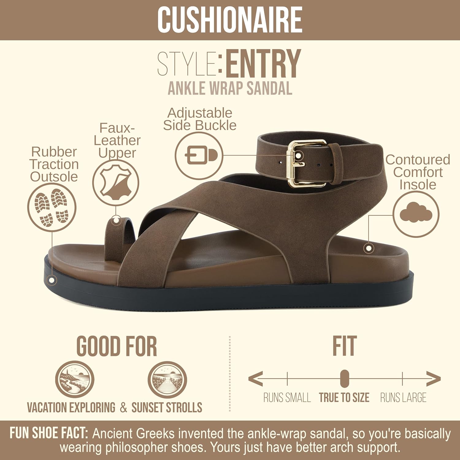 Detalle de CUSHIONAIRE Entry Women’s Ankle Wrap Platform Sandal with Molded Footbed