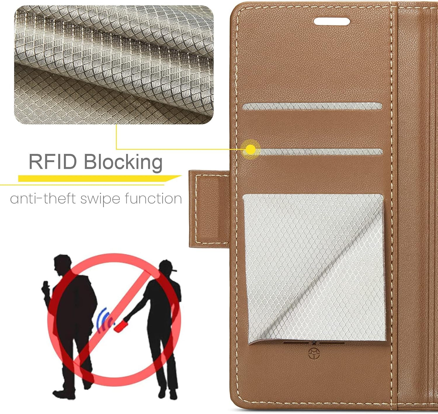 Thumbnail 1 de Phernykas Lederhülle für Xiaomi 13 Pro – Wallet Case mit Magnetverschluss, Standfunktion und RFID-Schutz (Braun)