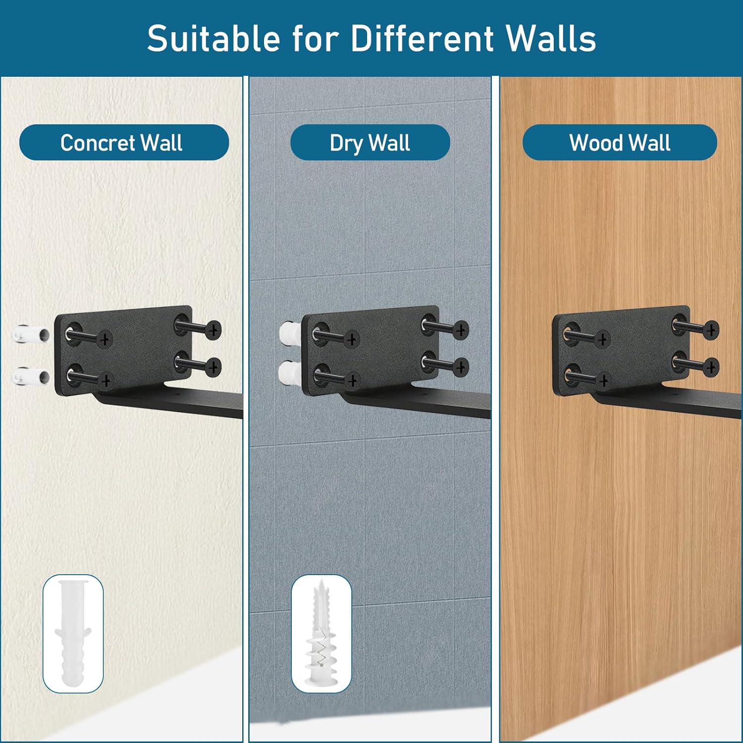 Thumbnail 4 de Heavy-Duty Scaffold Board Shelf Brackets 15cm (2 Pack) – Industrial Metal Floating Shelf Supports, Black