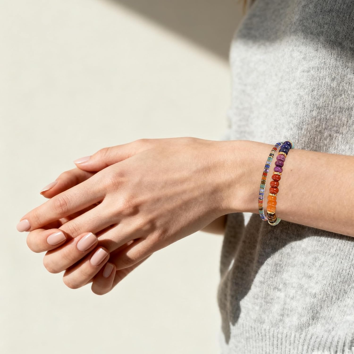 Thumbnail 1 de JSDDE 7-Chakra-Perlenarmband mit Edelsteinen – verstellbares Glücksarmband für Damen