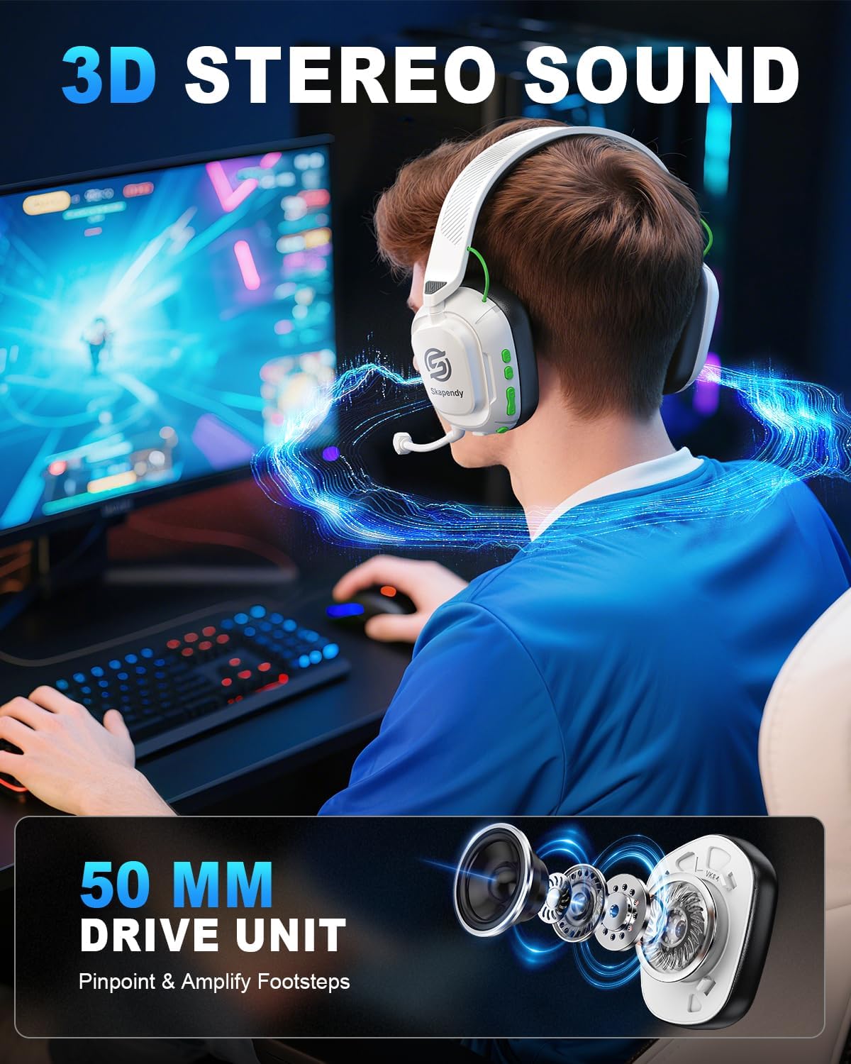 Thumbnail 1 de SKAPENDY 2.4GHz Wireless Gaming Headset