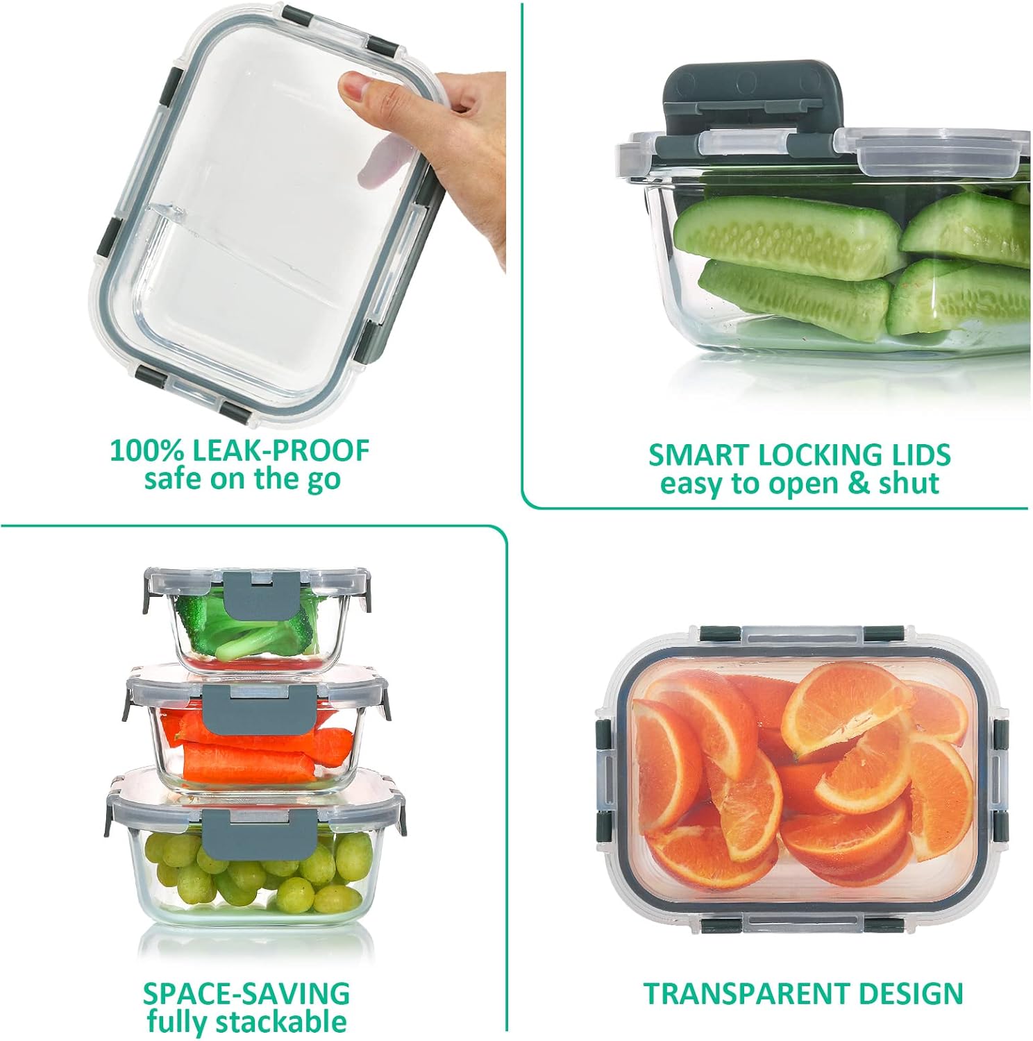 Detalle 2 de KOMUEE 24-Piece Glass Food Storage Set ๐ฝ