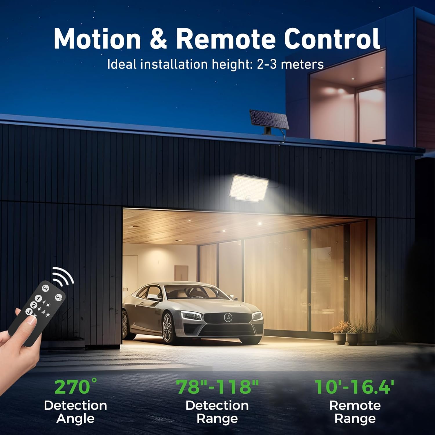 Thumbnail 2 de nipify 2er Set Solarlampen außen mit Bewegungsmelder, 310 LEDs, 3 Modi & Fernbedienung, IP65