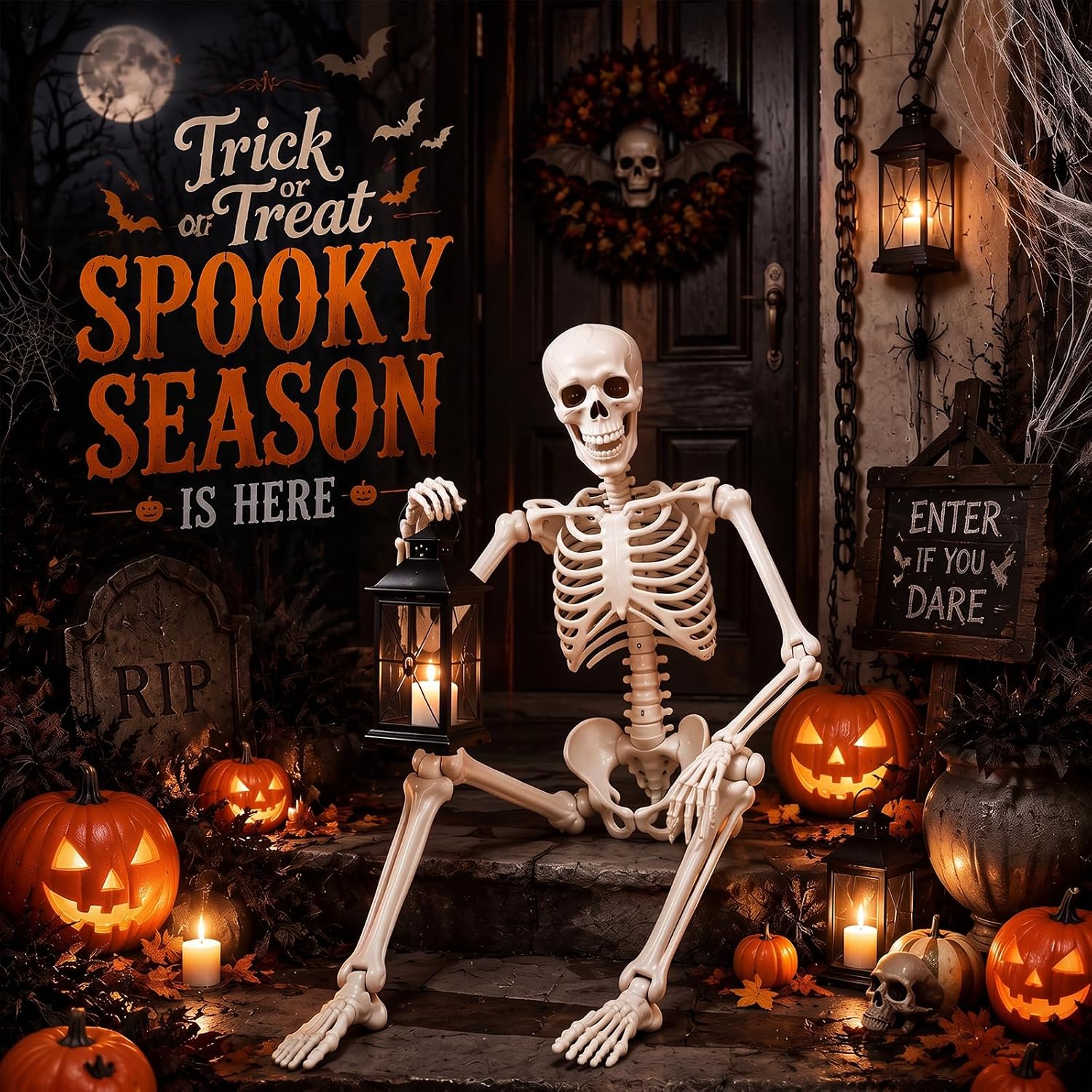Detalle 1 de Toolterritary WSJKL-1PCS 36-Inch Plastic Halloween Skeleton with Posable Joints