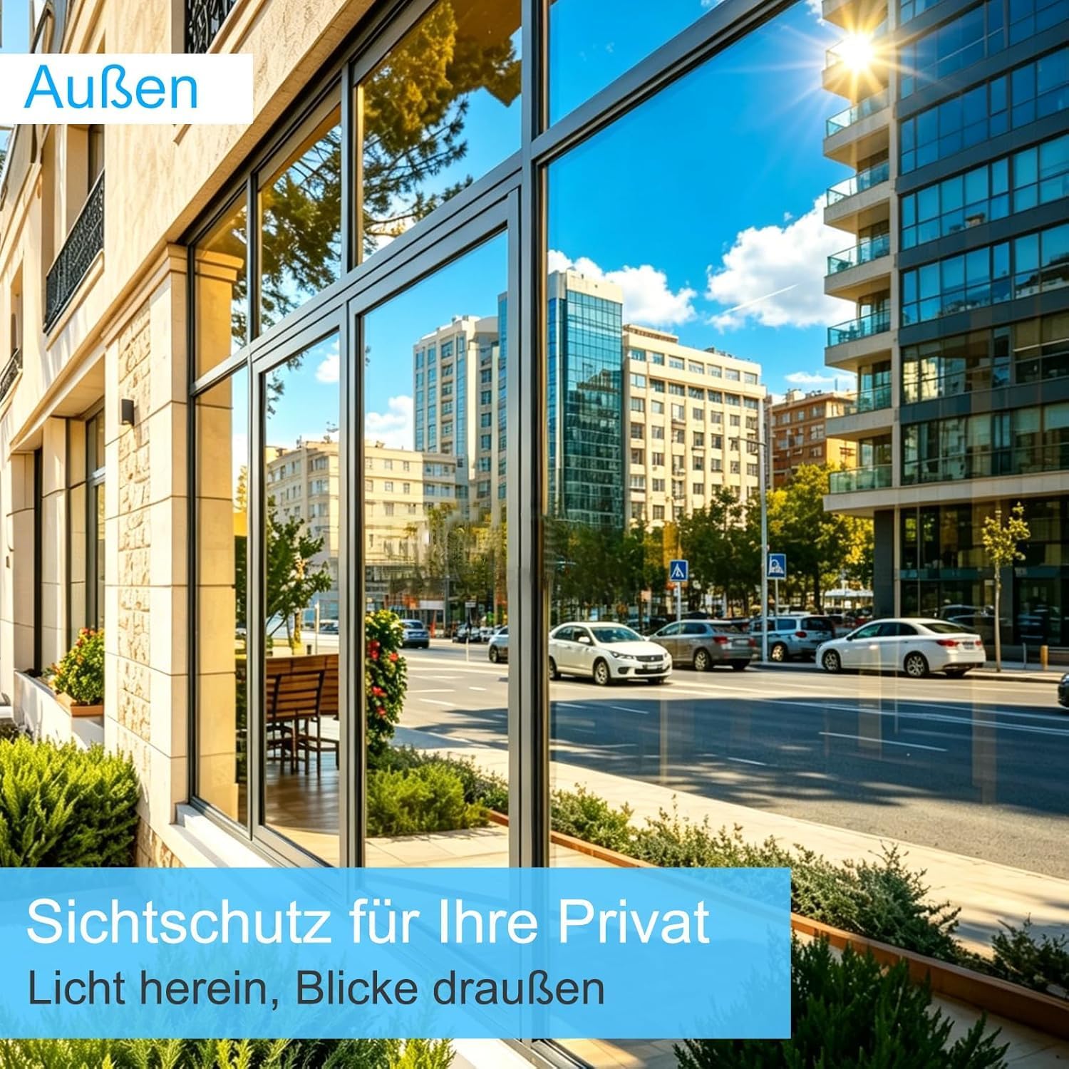 Detalle 2 de Gutsurge Hitzeschutzfolie Fenster Silber (80x200 cm) – Spiegelfolie mit UV- und Wärmeschutz