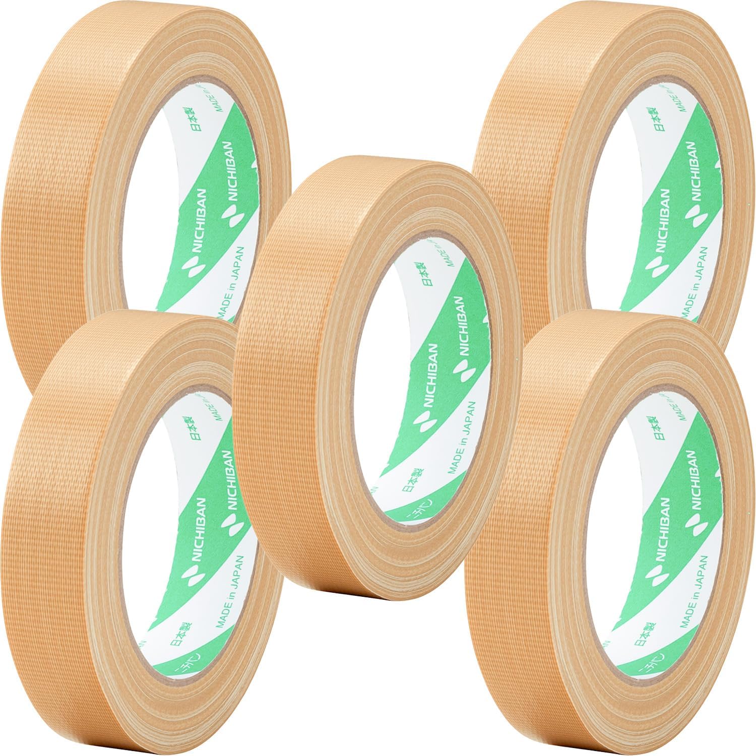 Detalle de ニチバン 121N-255P 布粘着テープ 25mm×25m 黄土 5巻