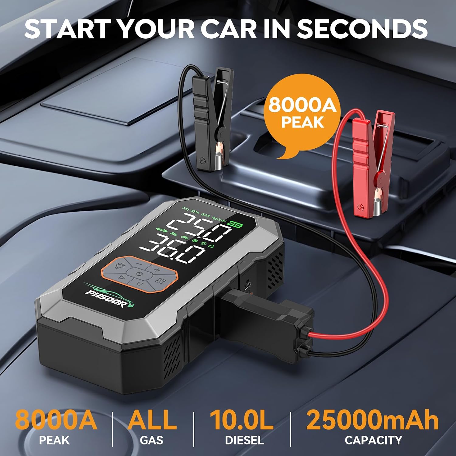 Detalle 2 de PHSDOR 8000A Jump Starter Power Pack