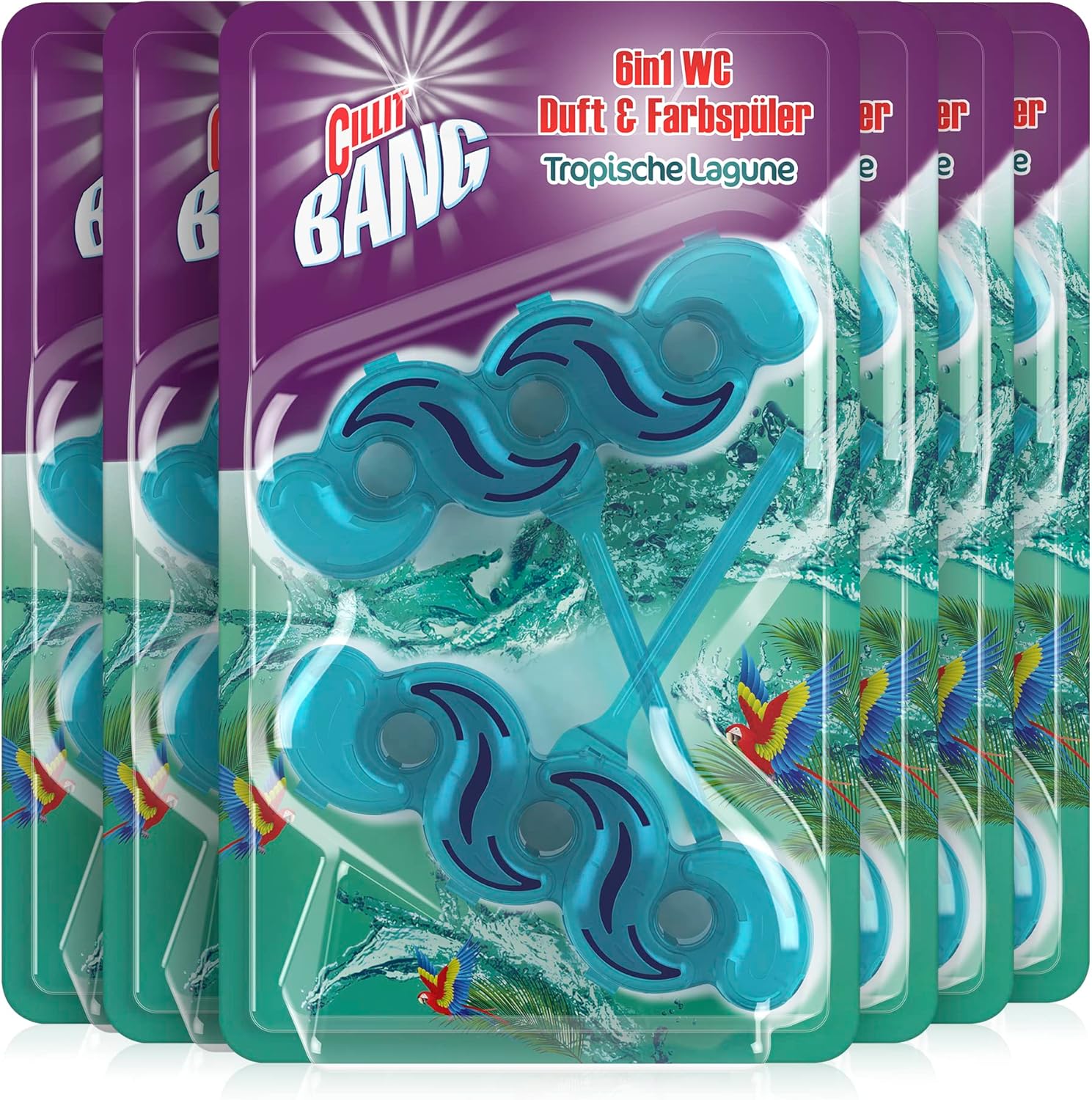 Detalle de Cillit Bang Color Power 6 WC-Spüler Türkisspüler Duo – 6er Pack