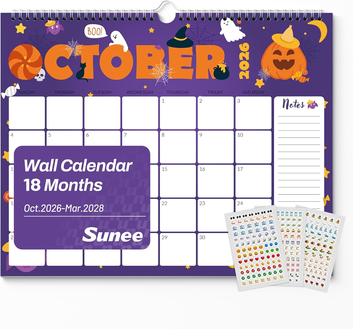 Detalle de SUNEE 2027 Wall Calendar, 18-Month Monthly Planner, 14.5" x 11.5