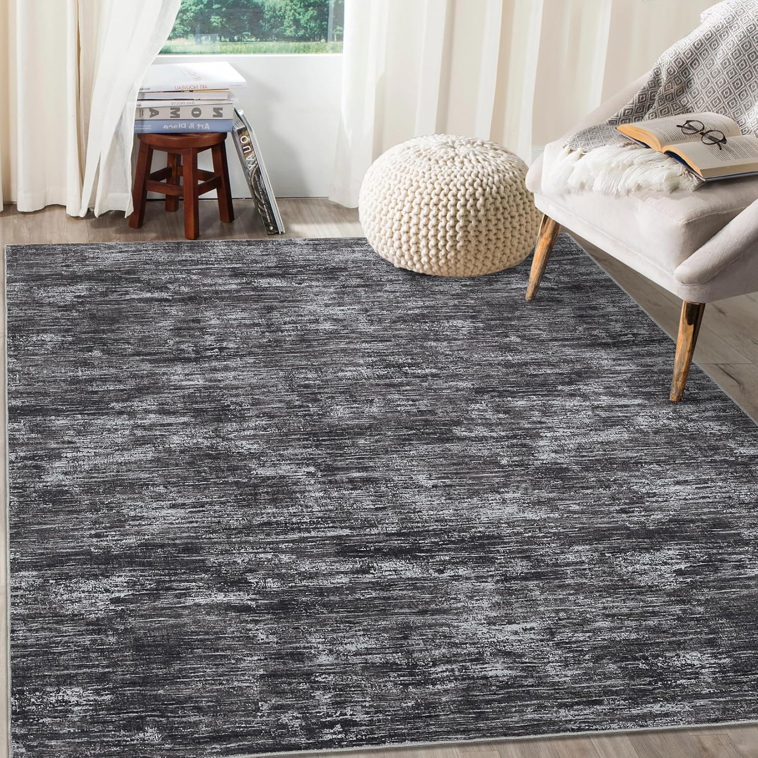 Detalle de RUGSREAL 6x9 Dark Grey Area Rug 🏡