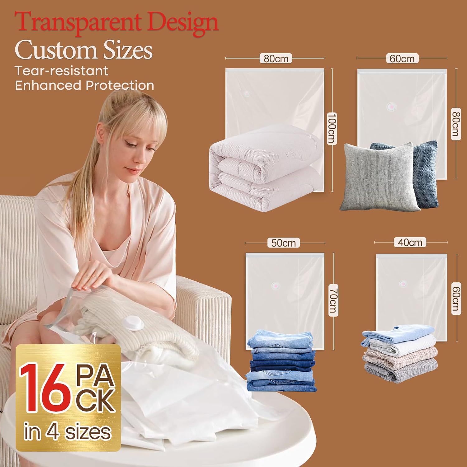 Detalle de Vacbird Vacuum Storage Bags with Wireless Electric Pump – 16 Pack (40x60cm to 80x100cm)