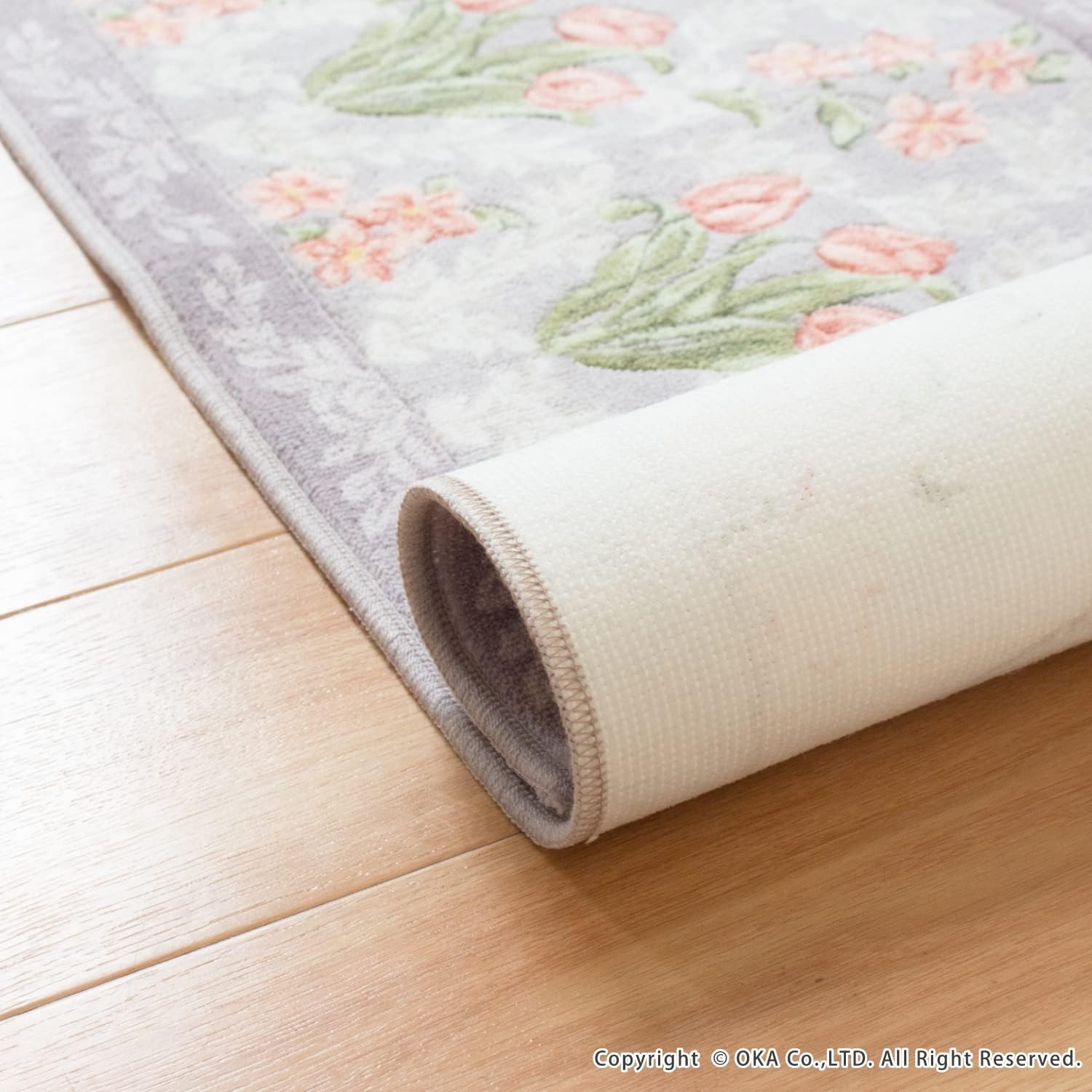 Detalle de オカ ロイヤルコレクション アーツ キッチンマット 約45×240cm グレー 洗える・すべり止め加工