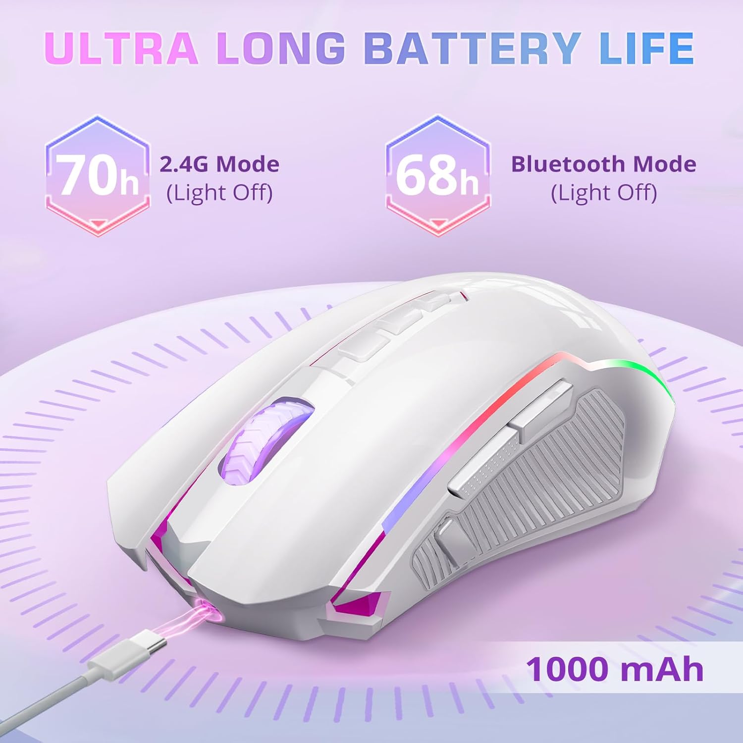 Detalle 2 de Redragon Tri-Mode Wireless Gaming Mouse (M914) – 12000 DPI, RGB, Fully Programmable