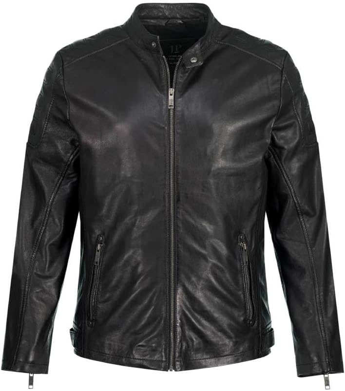 Detalle de Veste motard JP 1880 pour hommes, tailles L à 8XL – cuir nappa d'agneau haut de gamme, épaules matelassées