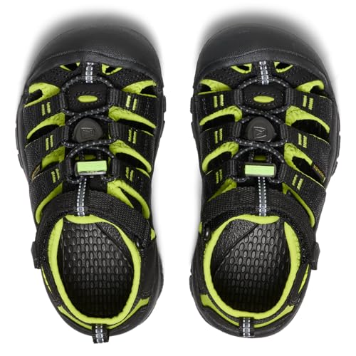Detalle de KEEN Newport H2 Unisex Niños: Sandalia agua-resistente para aventuras diarias (BLACK/LIME GREEN, 24 EU)