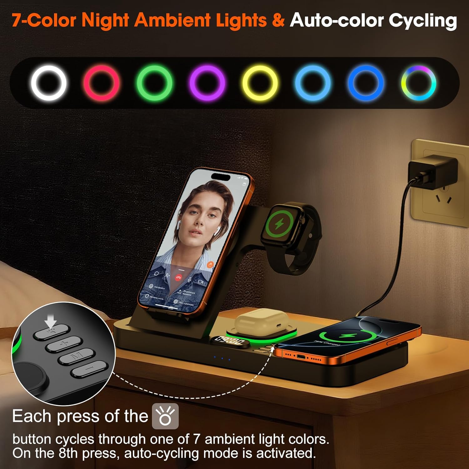 Thumbnail 4 de Dual Phone Magnetic Wireless Charging Station for Apple Devices