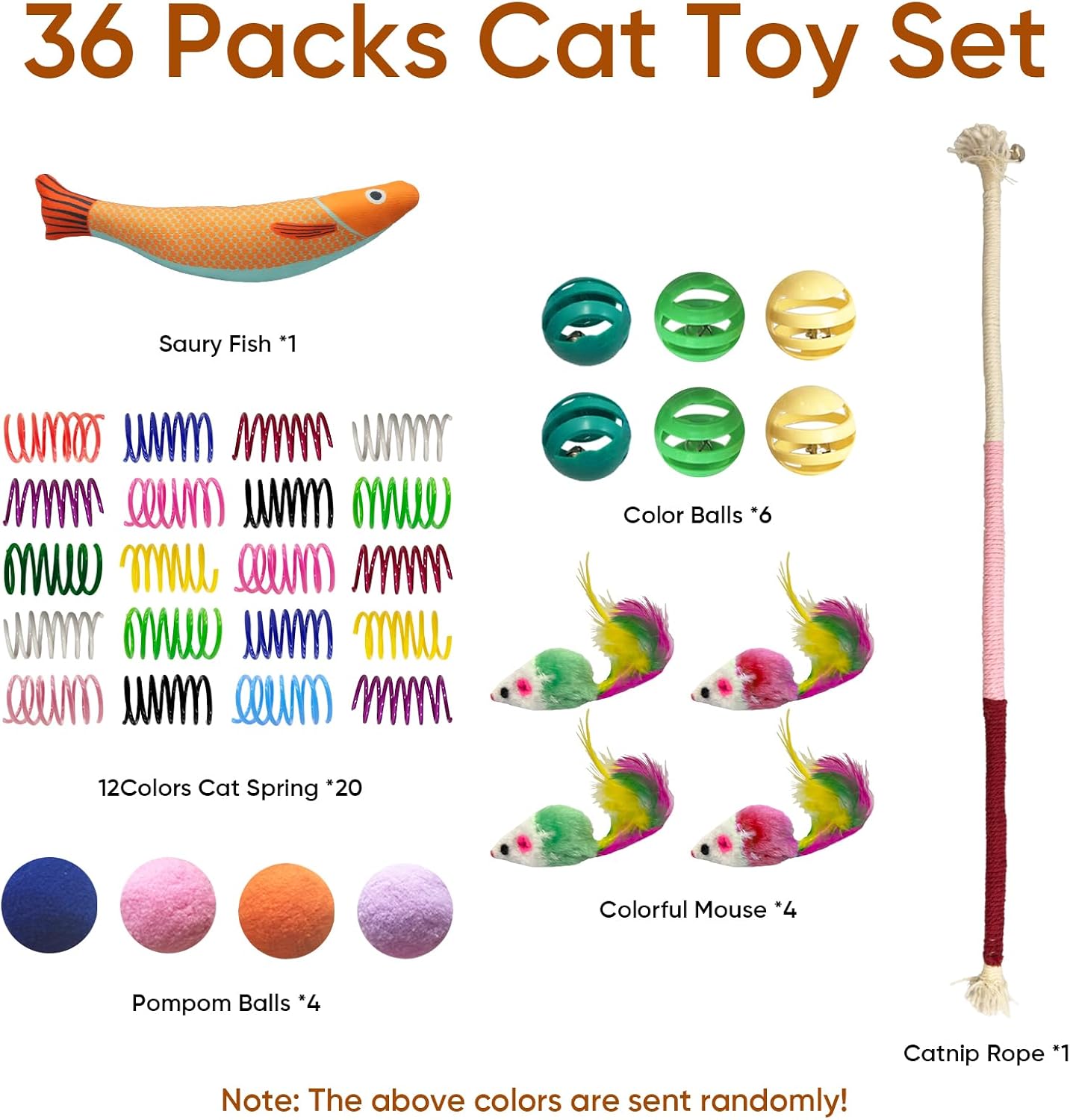 Thumbnail 1 de YULOYI 36 Pcs Interactive Cat Toys Set for Indoor Cats – A Complete Play Pack to Fight Boredom