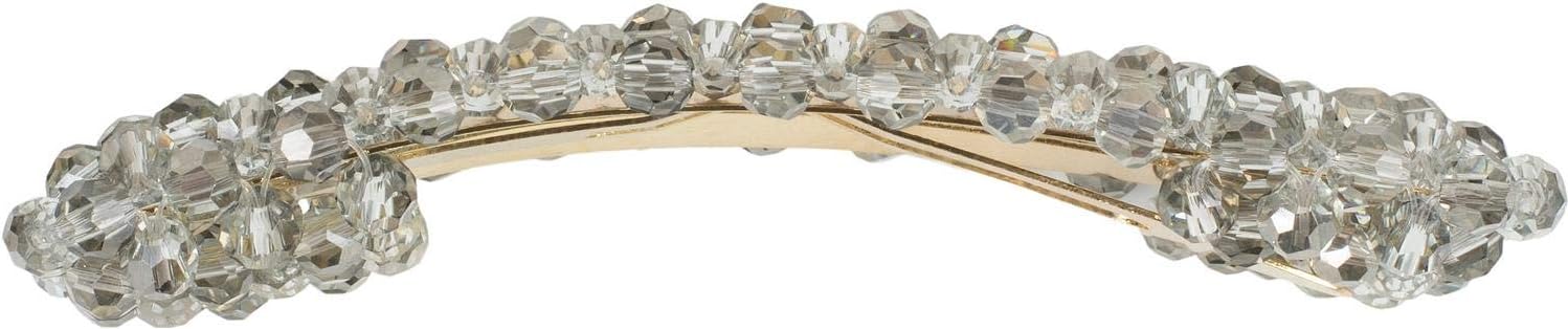 Detalle de styleBREAKER mollette per capelli con perle in plastica e chiusura a clip, grigio – 8 x 2,7 cm
