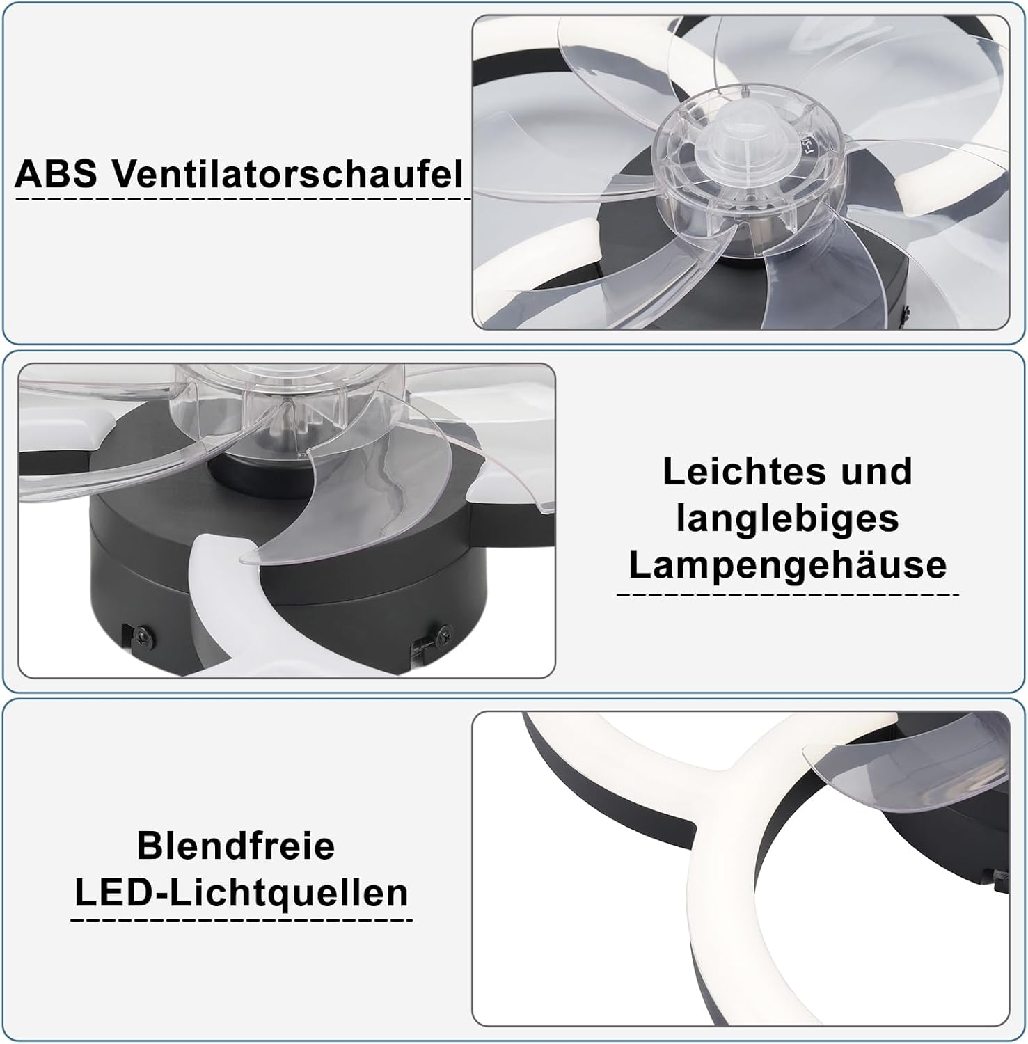 Thumbnail 5 de Homefire LED Deckenventilator mit Beleuchtung, 40 W – leise, dimmbar und mit Fernbedienung