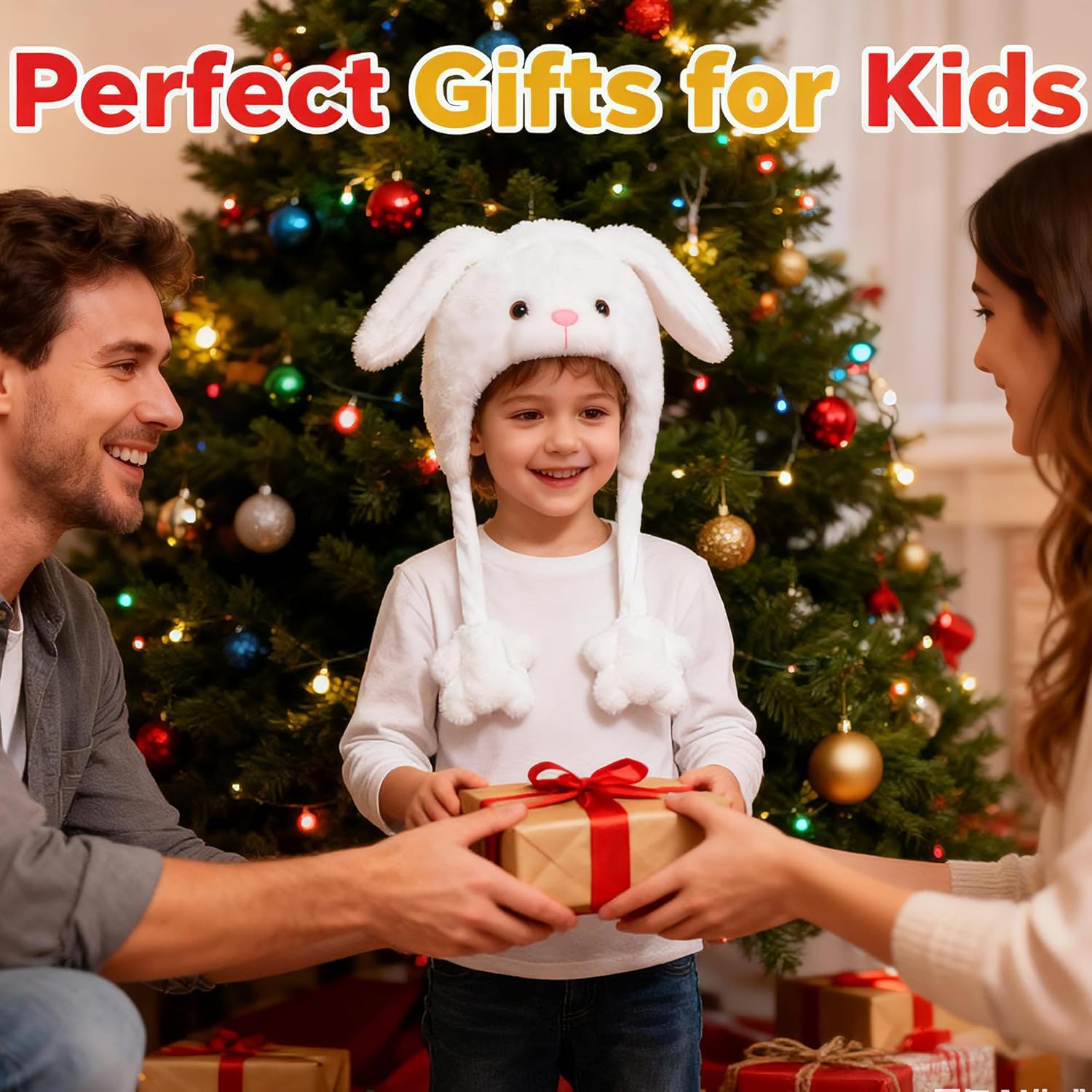 Detalle de Deletoys Animal Hat with Moving Ears, Jumping Pop-Up Plush Cap for Kids