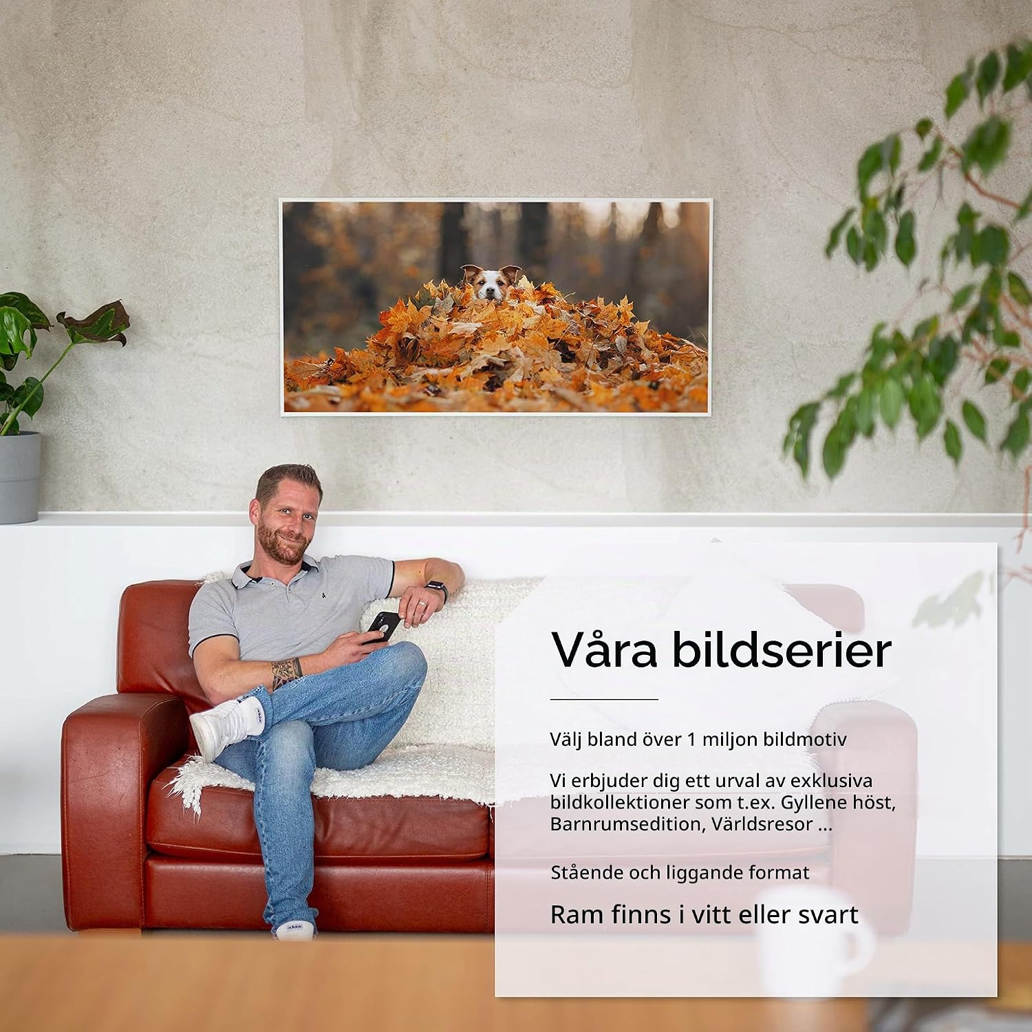 Detalle de Könighaus infravärmare med eget motiv, 1000 W, vit ram och termostat