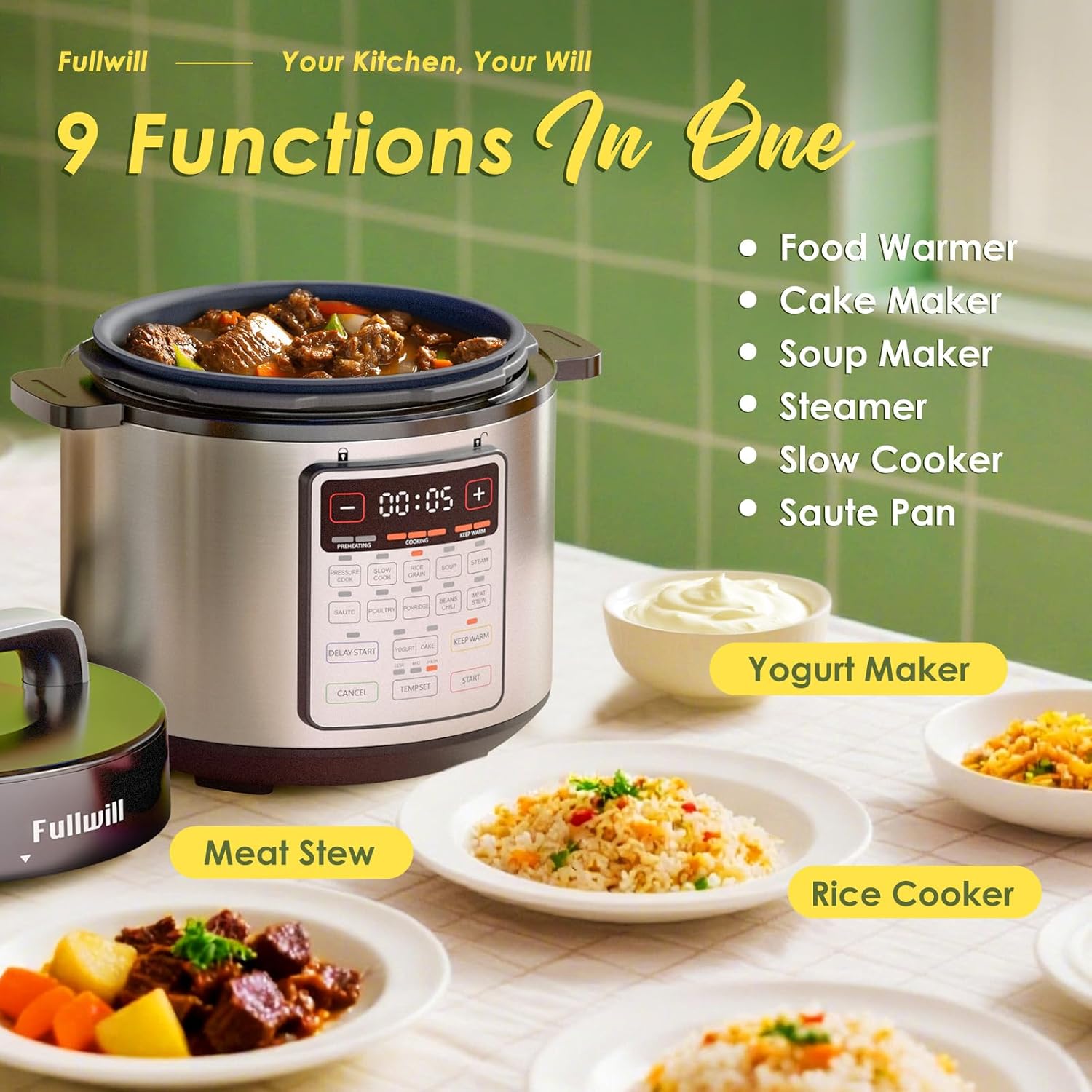 Thumbnail 1 de Fullwill 9-in-1 Pressure Cooker 6 Qt 🥘