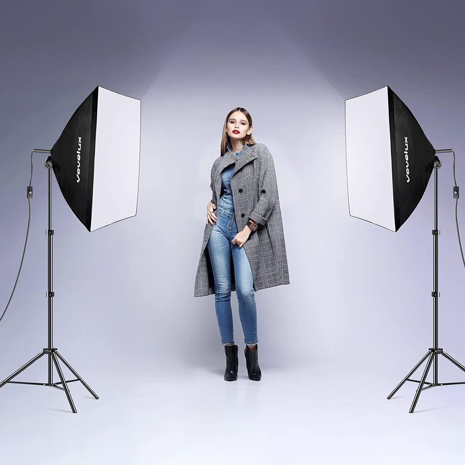 Thumbnail 6 de LED Softbox Lighting Kit (3000K–6600K, 1–100% dimmable) — 2× 45W 50×70cm studio lights with remote