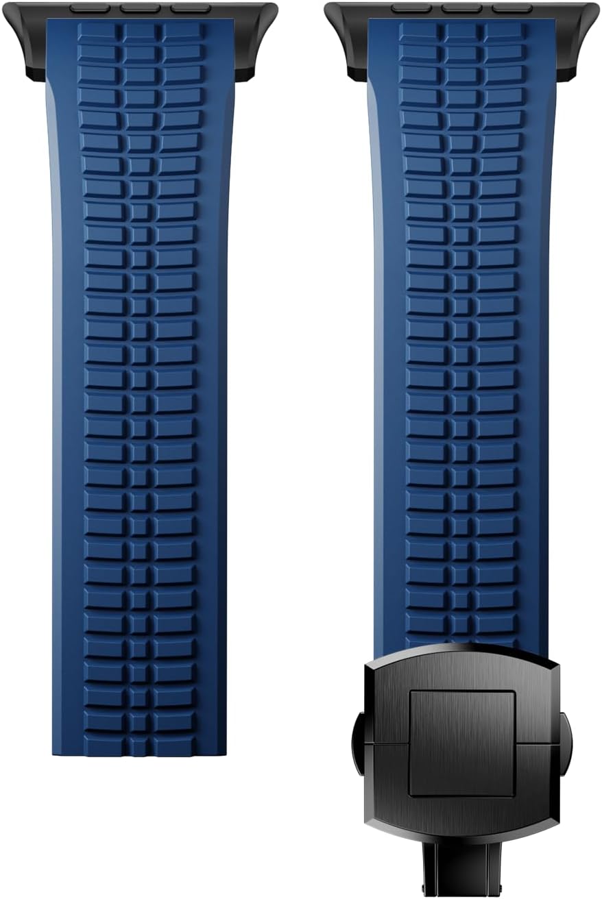Detalle de VKEOO Modern Silicone Watch Band for iWatch Ultra 2 / Ultra & Series 7–10 (44–49mm) – Rugged Sport Strap with Folding Buckle