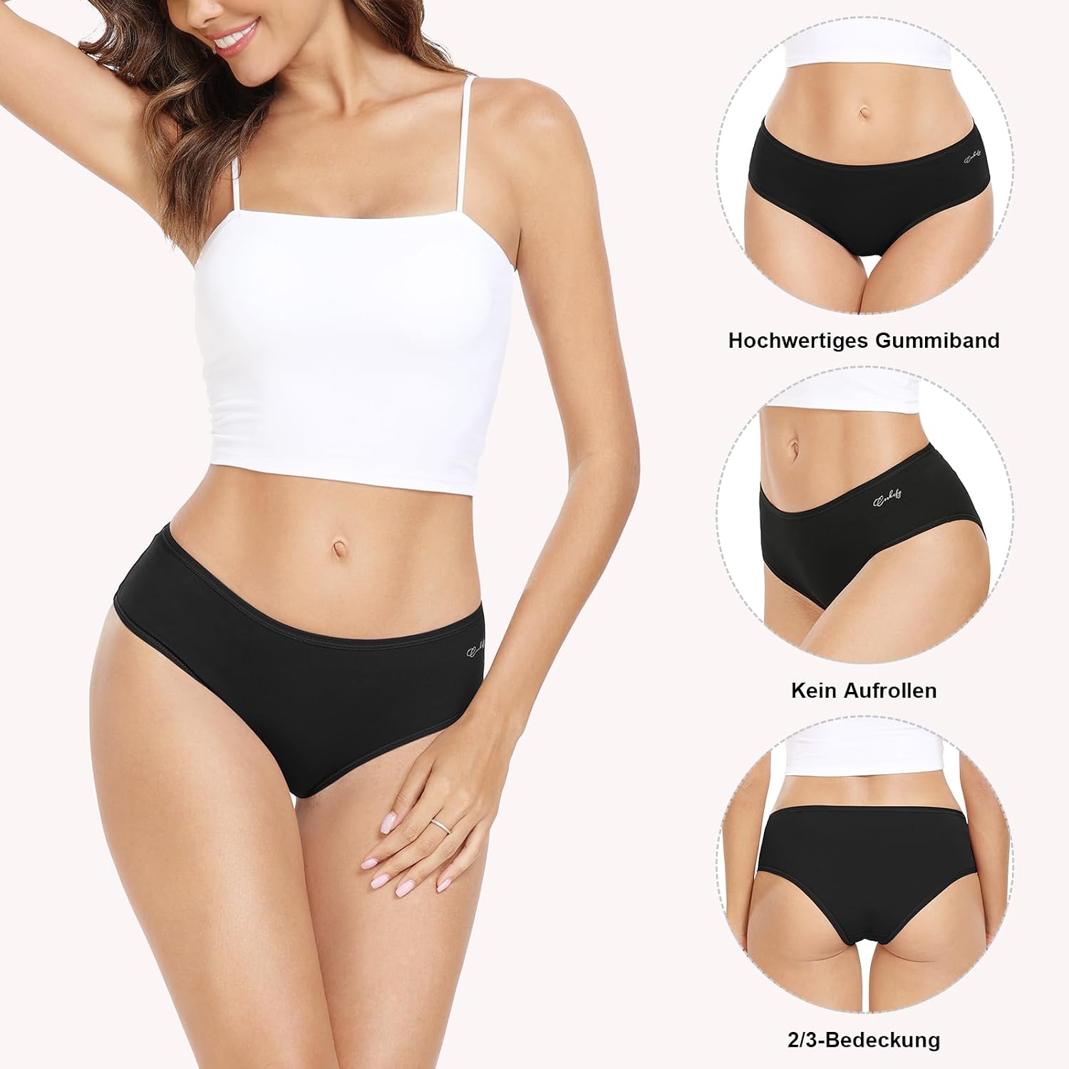 Thumbnail 3 de anqier Damen-Unterhosen im 6er-Pack aus Baumwolle (95% Baumwolle, 5% Elasthan) – atmungsaktive Hipster
