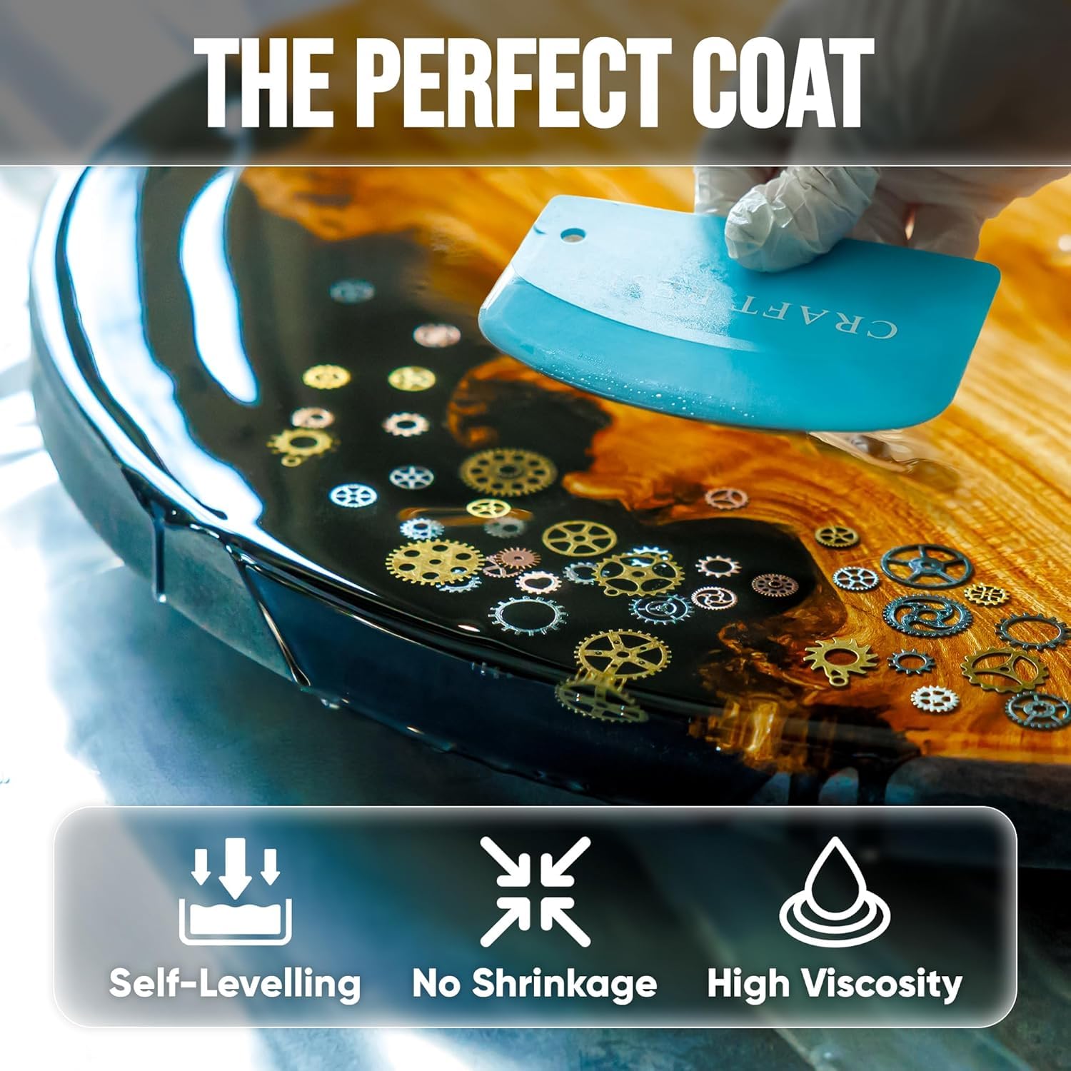 Detalle de Craft Resin 8L Epoxidharz-Set für Tischplatten – transparent, hochglänzend, UV-beständig