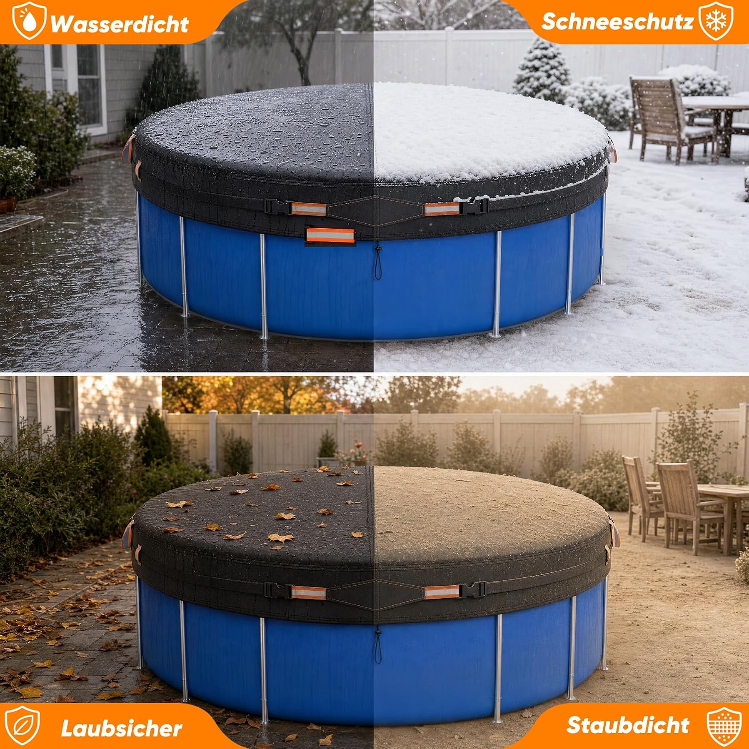 Thumbnail 6 de Poolabdeckung Rund Premium 366 cm Ø – 500D Oxford-Gewebe, wasserundurchlässig, windfest