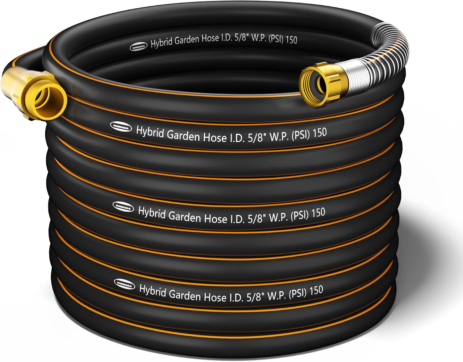 Detalle de VUNDARA 75 ft Hybrid Rubber Garden Hose, 5/8 in, 150 PSI