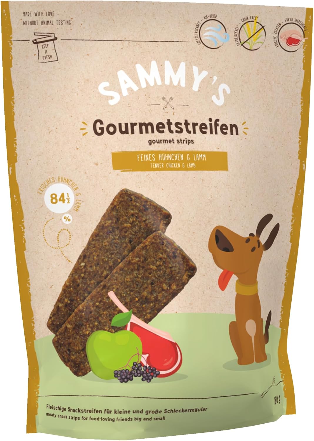 Detalle de Sammy’s Rinderstreifen – Getreidefreier Fleischsnack mit Single Animal Protein (6 x 190 g)