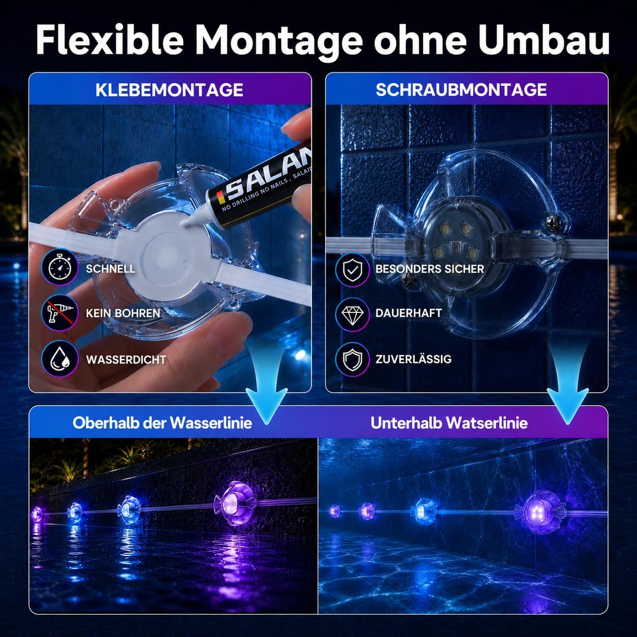 Thumbnail 6 de SOIARLLT 8-in-1 Poolbeleuchtungssystem – 15 m, RGB+IC, 24V, IP68