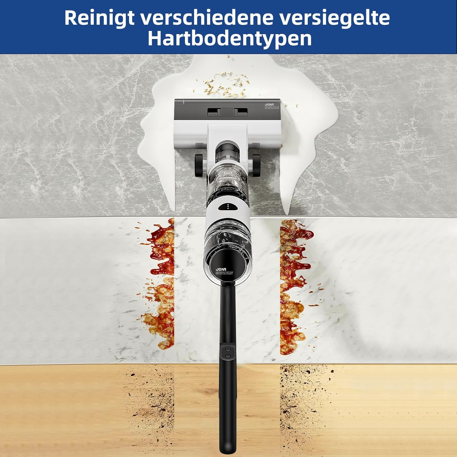 Thumbnail 4 de JONR ED12 Nass Trockensauger Akku – Saugwischer mit Selbstreinigung, Kantenbürste und 850-ml-Wassertank