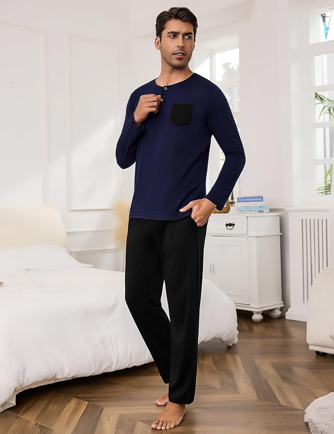 Thumbnail 2 de Bresdk Pyjama Homme Hiver Coton 2 pièces